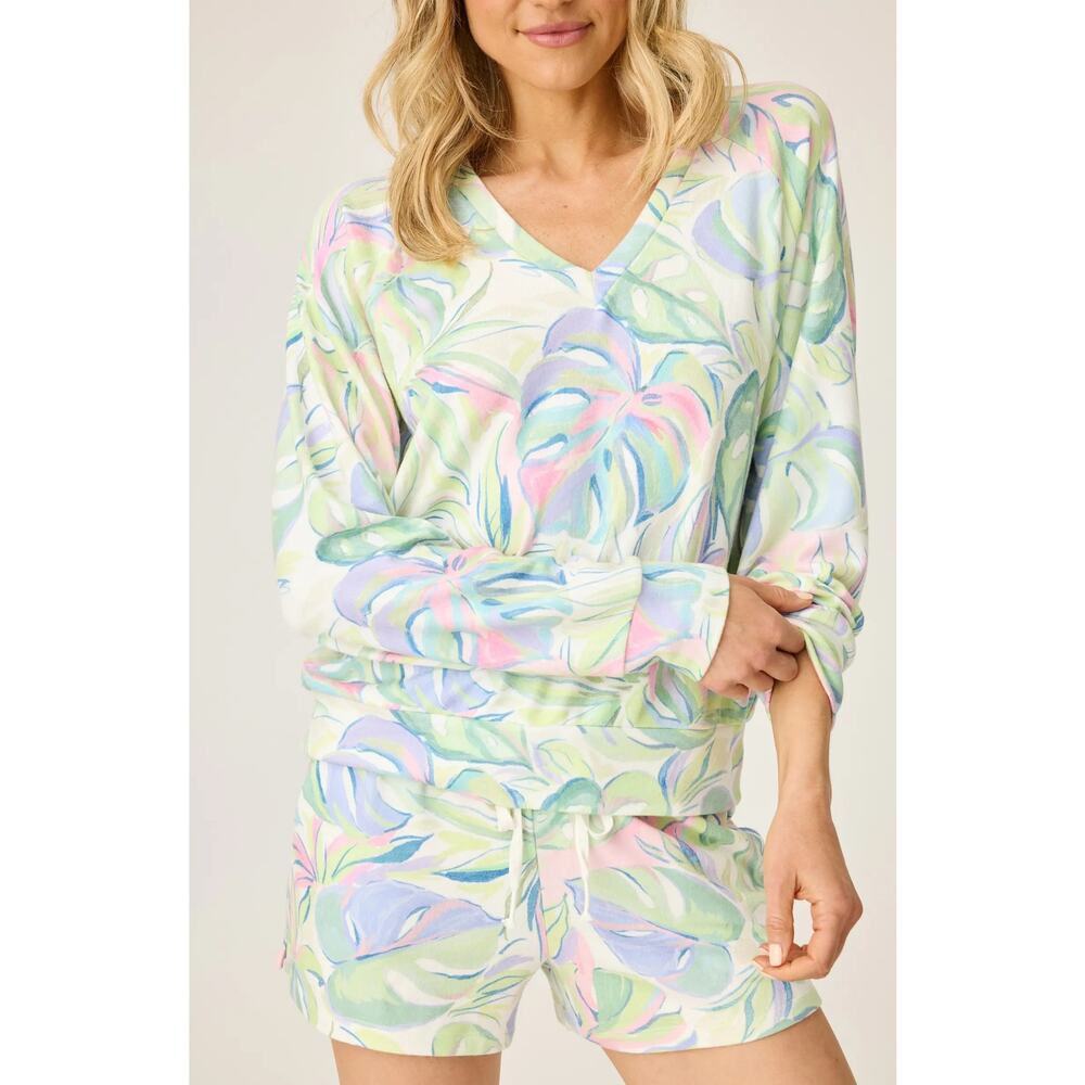 PJ Salvage Cool Breeze Long Sleeve PJ Top Floral Oversized Women's‎ M TOP ONLY